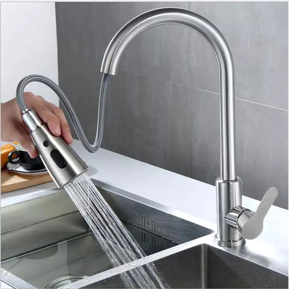 Torneira Pull Down de Pia Para Cozinha Gourmet Misturador Monocomando Giro 360º + Kit Instalação