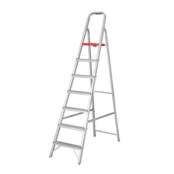 Escada Doméstica Aluminio 7 Degraus Natural 120 Kg Reisam