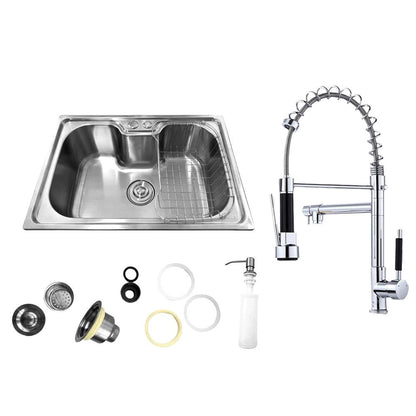 Cuba Pia Gourmet Aço Inox 201 CG201-C01 e Torneira Gourmet 50cm Cromada de Bancada Belcca TGM50C-BZ