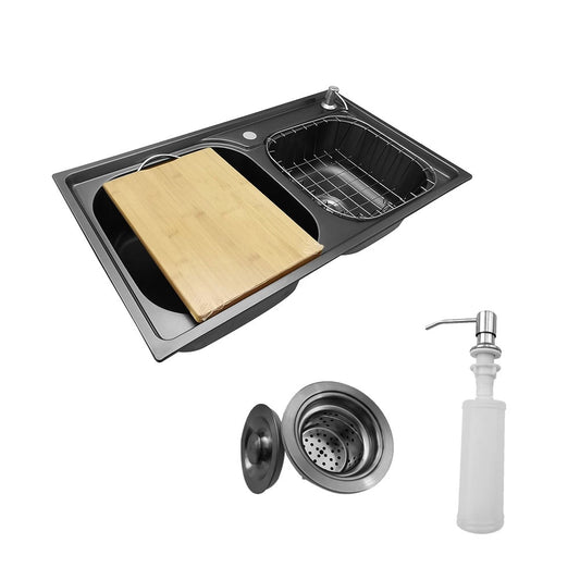Cuba Pia Gourmet Luxo Prizi Queenbox Preta Aço Inox 201 43x78cm Kit Completo – preto