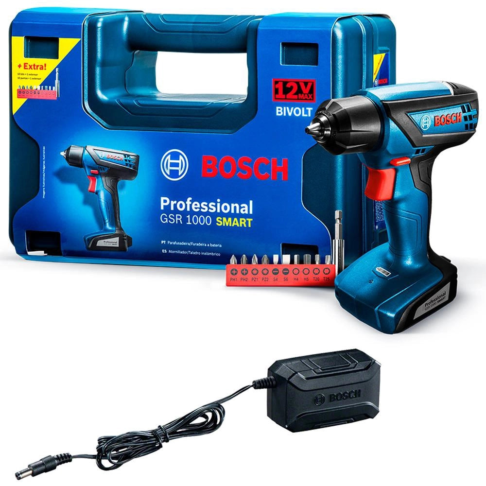Parafusadeira à Bateria 12V bivolt 110/220V GSR1000-LI Smart bosch