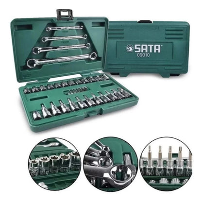 Jogo de Soquetes e Chaves E-Torx – 3/8 e 1/4 pol. – 35 Peças – SATA-ST09010SJ