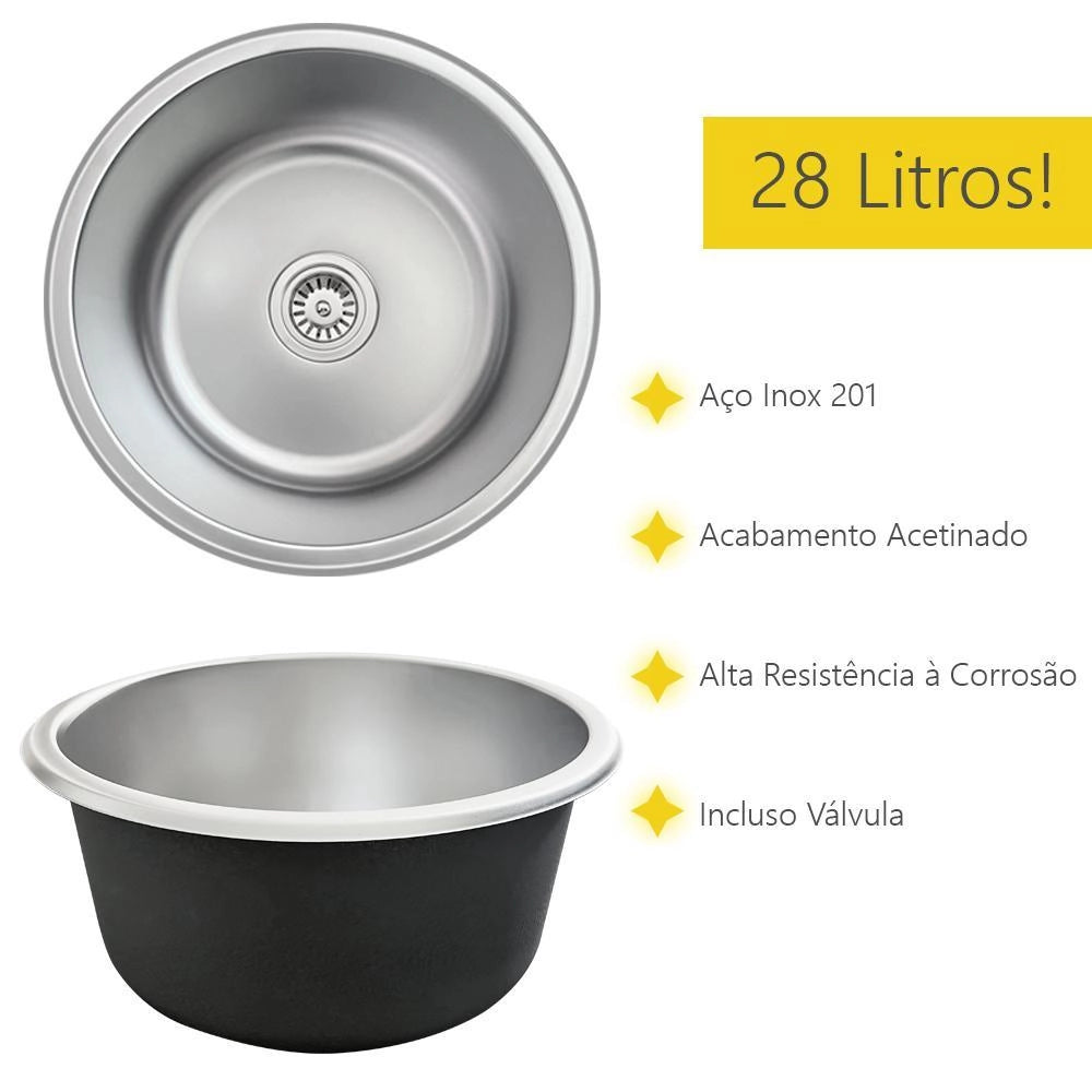 Cuba Inox Gourmet Redonda Luxo 42X42X20Cm Acessório Brinovar