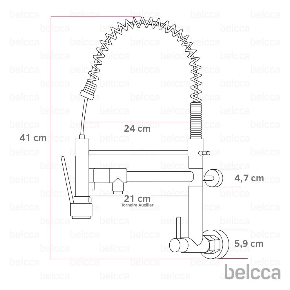 Torneira Gourmet 40cm Cromada de Parede Belcca TG40C-PL