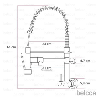 Torneira Gourmet 40cm Cromada de Parede Belcca TG40C-PL