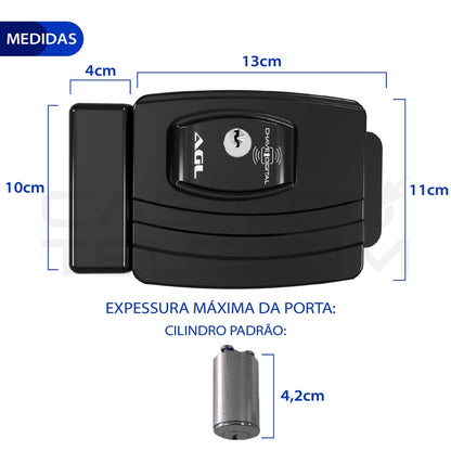 Kit fechadura eletronica agl ultra card preta + 10 tag extras