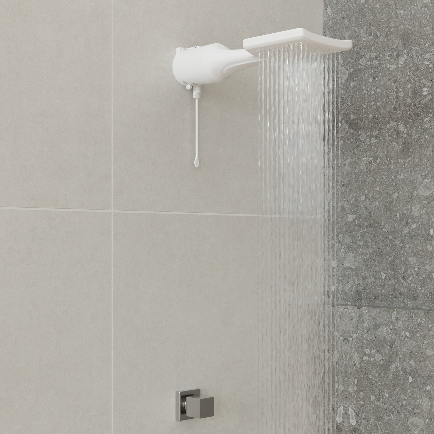 Chuveiro Elétrico Eletrônico 220V 7500w Branco Quadrado Loren Shower Lorenzetti