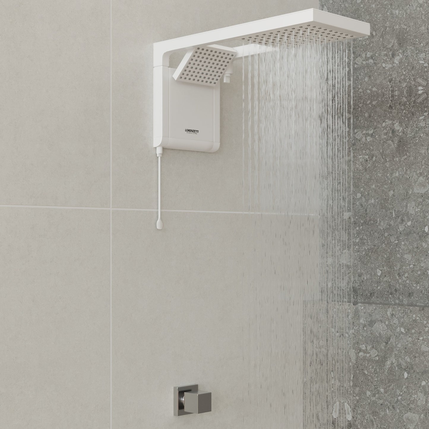 Chuveiro Elétrico Eletrônico 220V 6800w Branco Quadrado Acqua Duo Ultra Lorenzetti