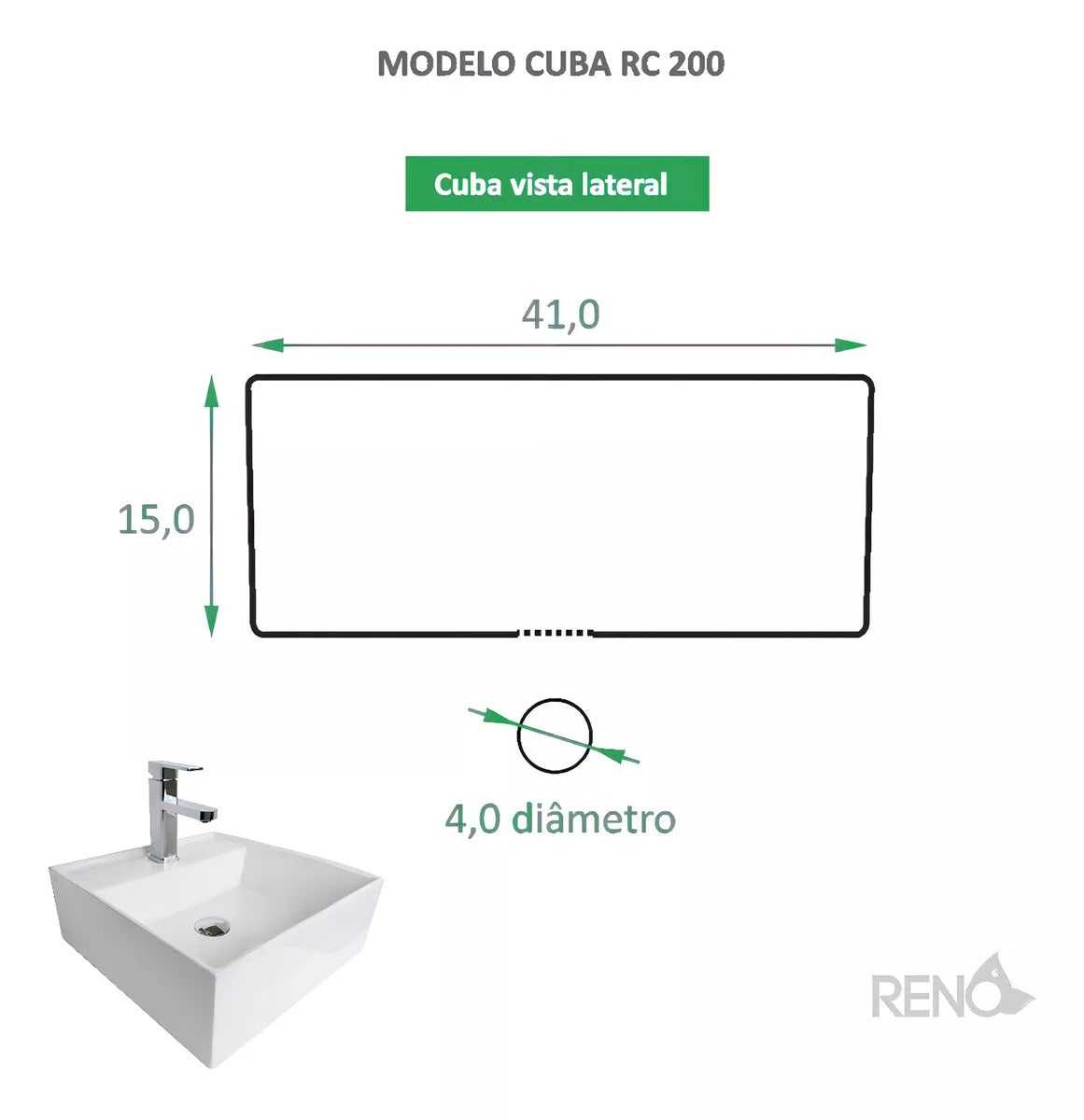 Cuba De Apoio Cerâmica Reno Rc 200