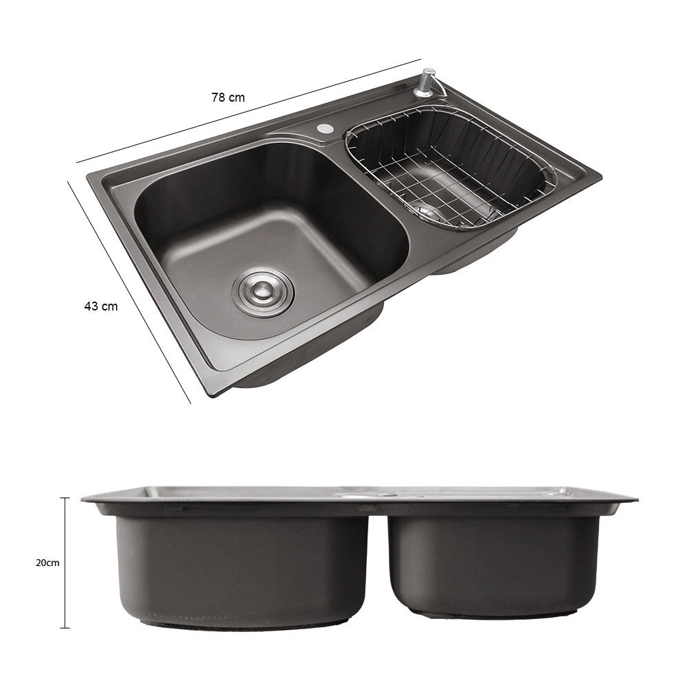 Cuba Pia Gourmet Luxo Prizi Queenbox Preta Aço Inox 201 43x78cm Kit Completo – preto
