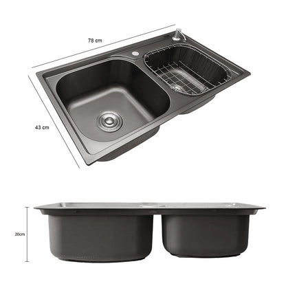 Cuba Pia Gourmet Luxo Prizi Queenbox Preta Aço Inox 201 43x78cm Kit Completo – preto