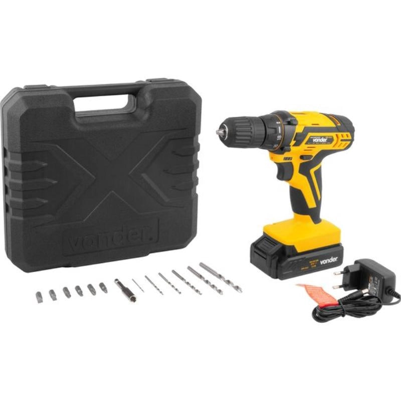 Furadeira e Parafusadeira à Bateria 12V bivolt pfv 012 com Kit de Brocas e Bits vonder