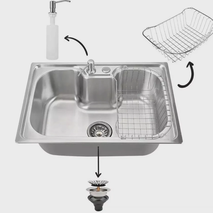 Cuba Cozinha Gourmet Luxo Aço Inox Acessorios Bancada Sifao Valvula Escorredor Copa Casa Lavanderia Restaurante