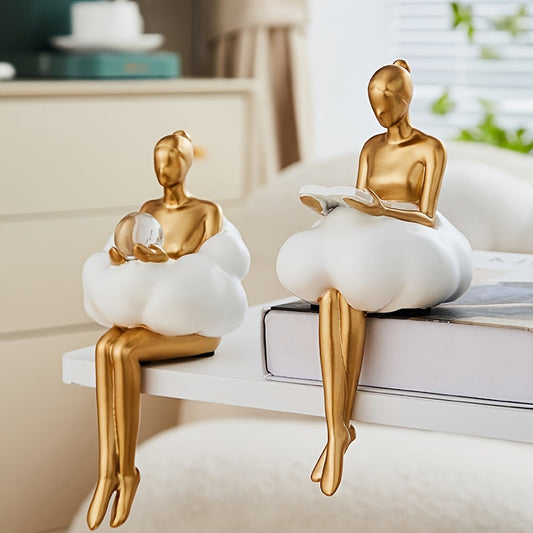 Estátua Decorativa Feminina Abstrata em Resina