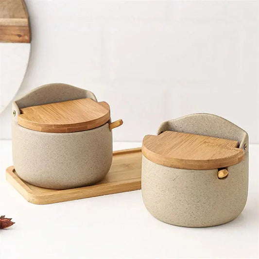 Pote de Tempero de Cerâmica Estilo Japonês