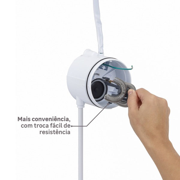 Chuveiro Elétrico Eletrônico 220V 7500w Branco Redondo Moment Zagonel
