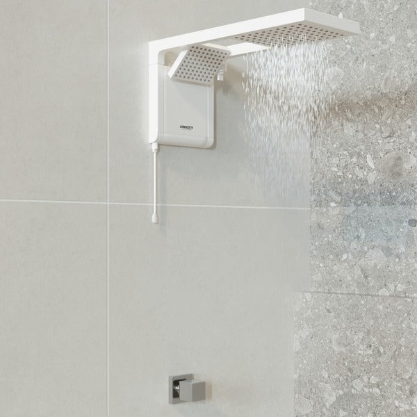 Chuveiro Elétrico Eletrônico 220V 7800w Branco Quadrado Acqua Duo Ultra Lorenzetti