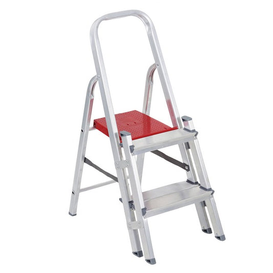 Escada De Alumínio Dupla 2 Degraus Natural 120kg Reisam