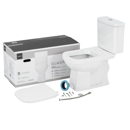 Kit Vaso Sanitário com Caixa Acoplada e Assento Branco Duplo Acionamento 3/6L Vertical Quadra Deca